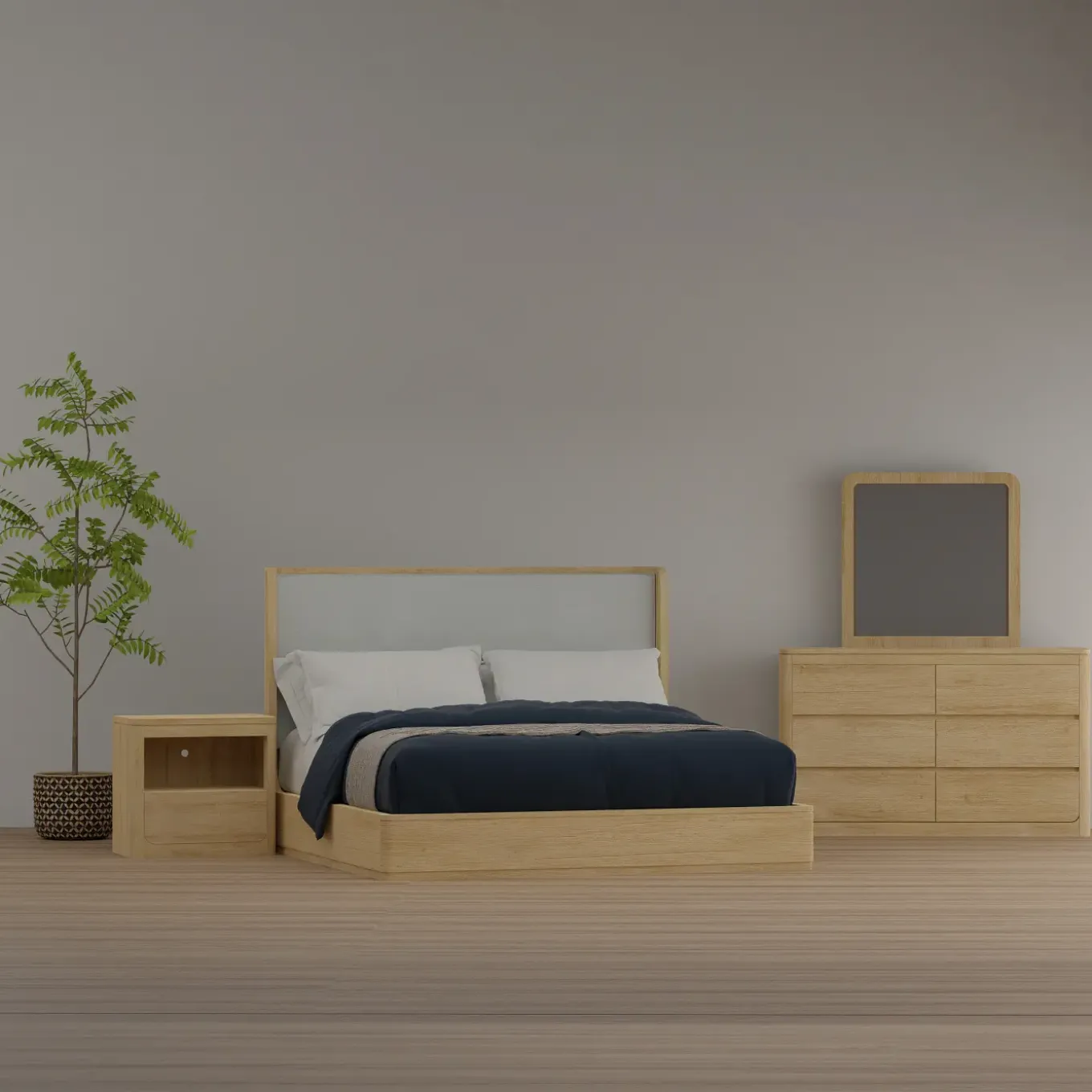 Aiden King Bed, Dresser, Mirror, Night Stand