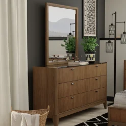 Amalie Eastern King Wall Bed With 2 Piers, Dresser, Mirror