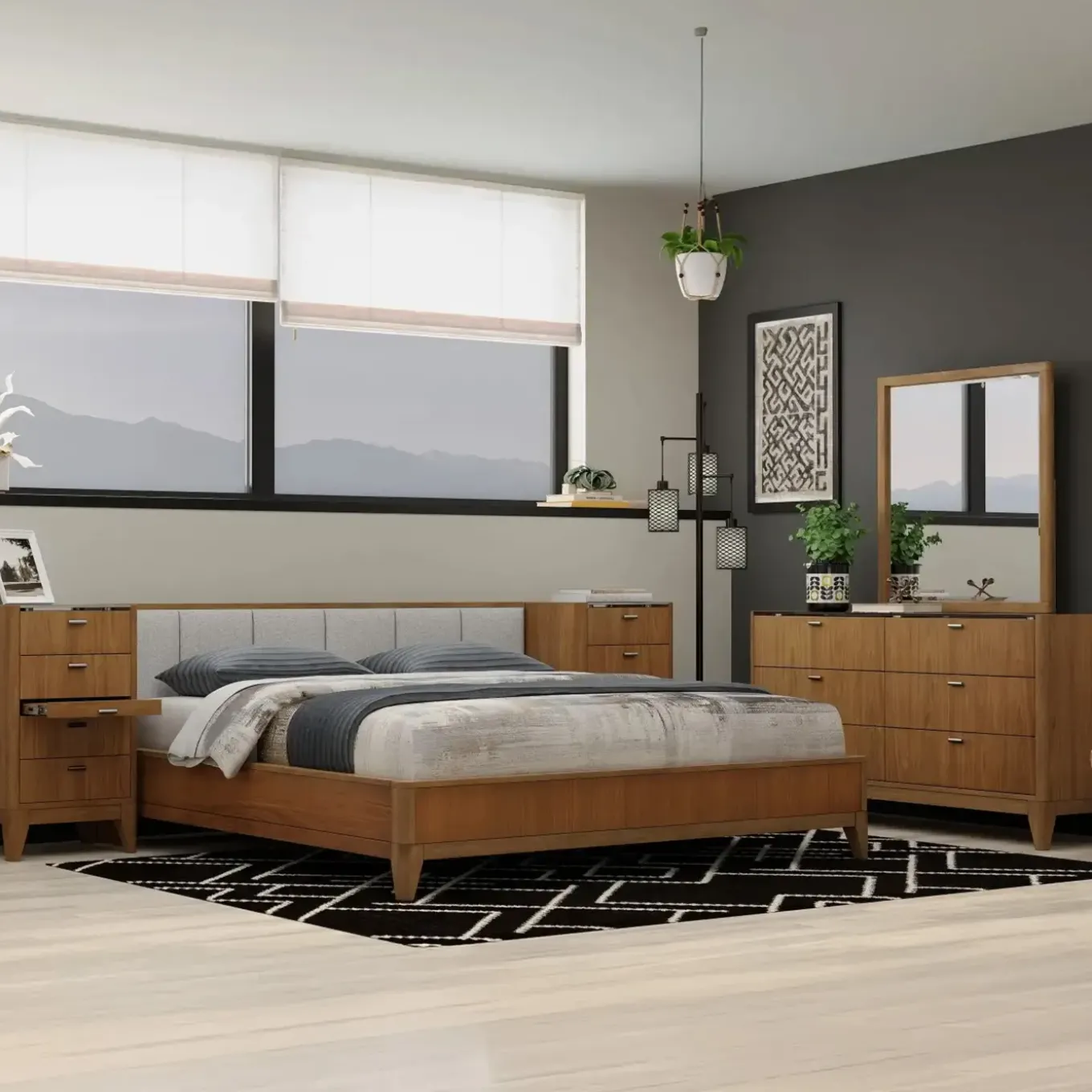 Amalie Wall Bedroom Set With Piers