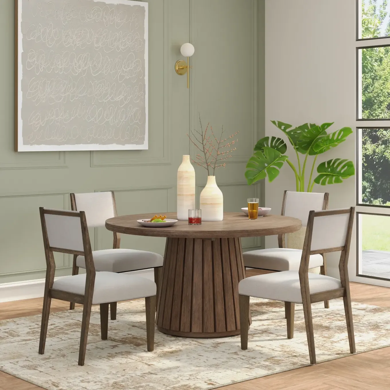 Carnaby Extendable Round Table & 4 Side Chairs