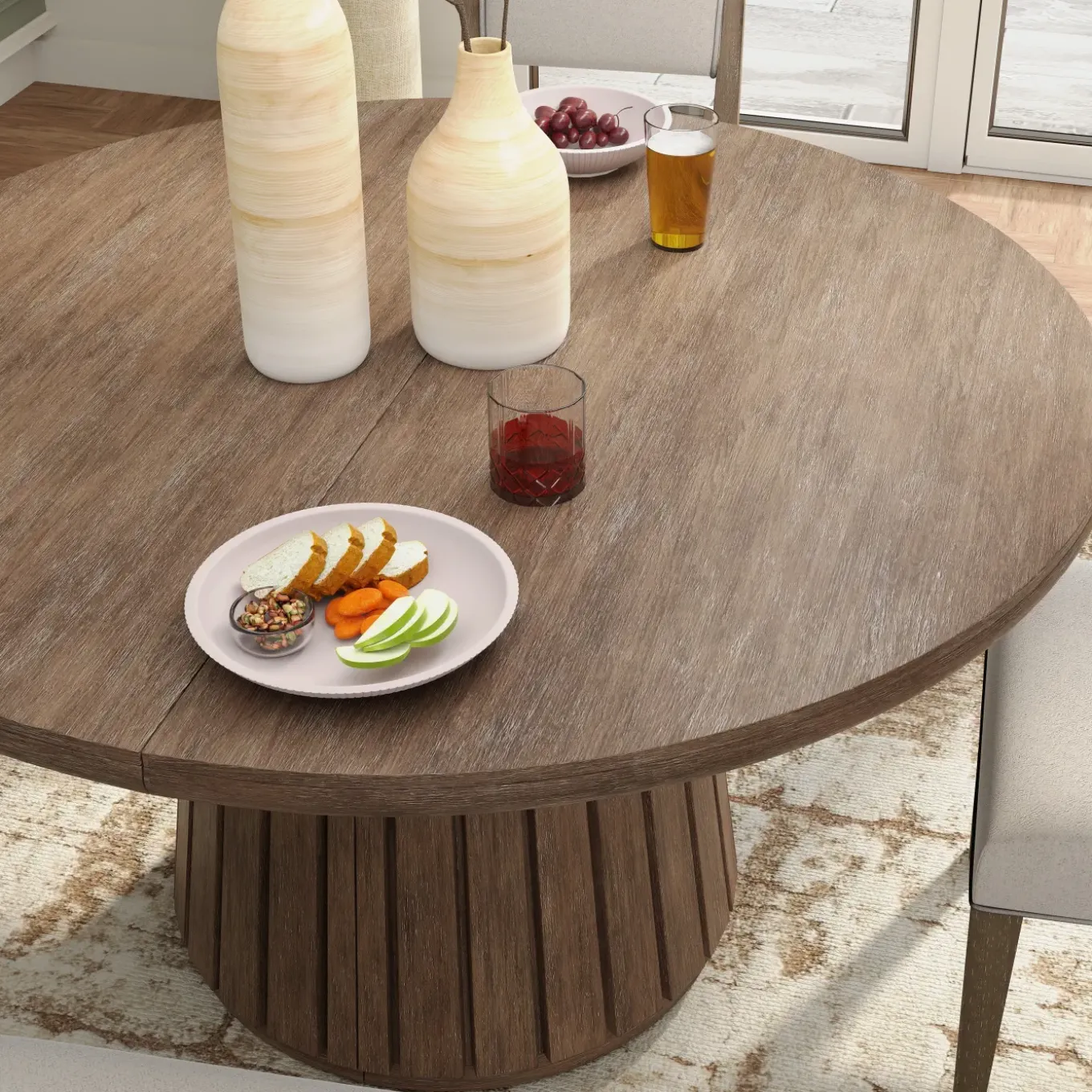 Carnaby Extendable Round Table & 4 Side Chairs