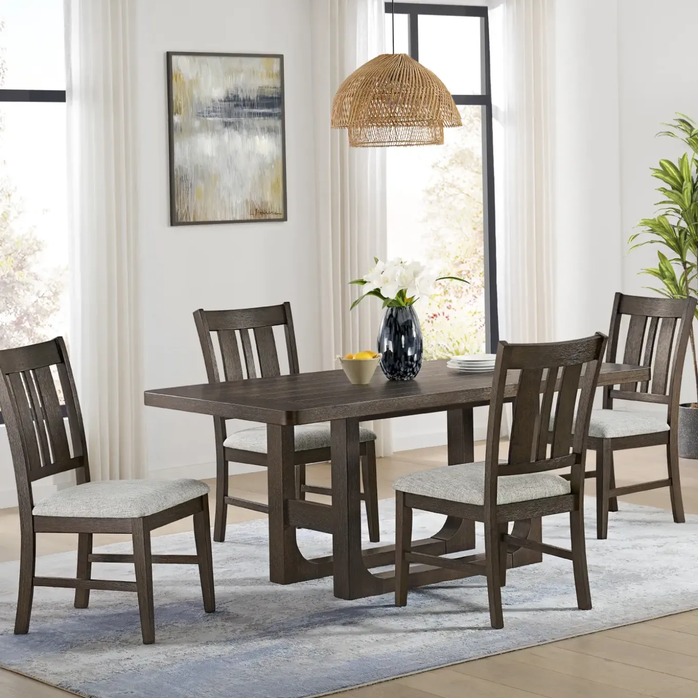 Clemson 5pc Dining Set: Table & 4 Side Chairs