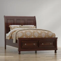 Cortland Cherry Bedroom Set Queen Sleigh Bed, Dresser, Mirror & Nightstand