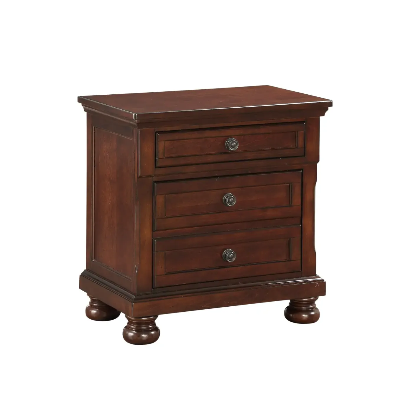 Cortland Cherry Bedroom Set Queen Sleigh Bed, Dresser, Mirror & Nightstand