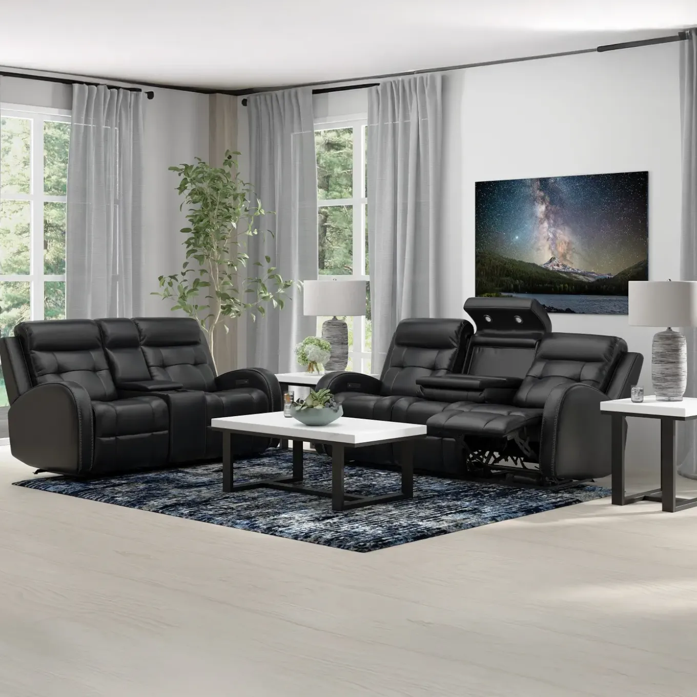 Cosmo Black Reclining Living Room Set