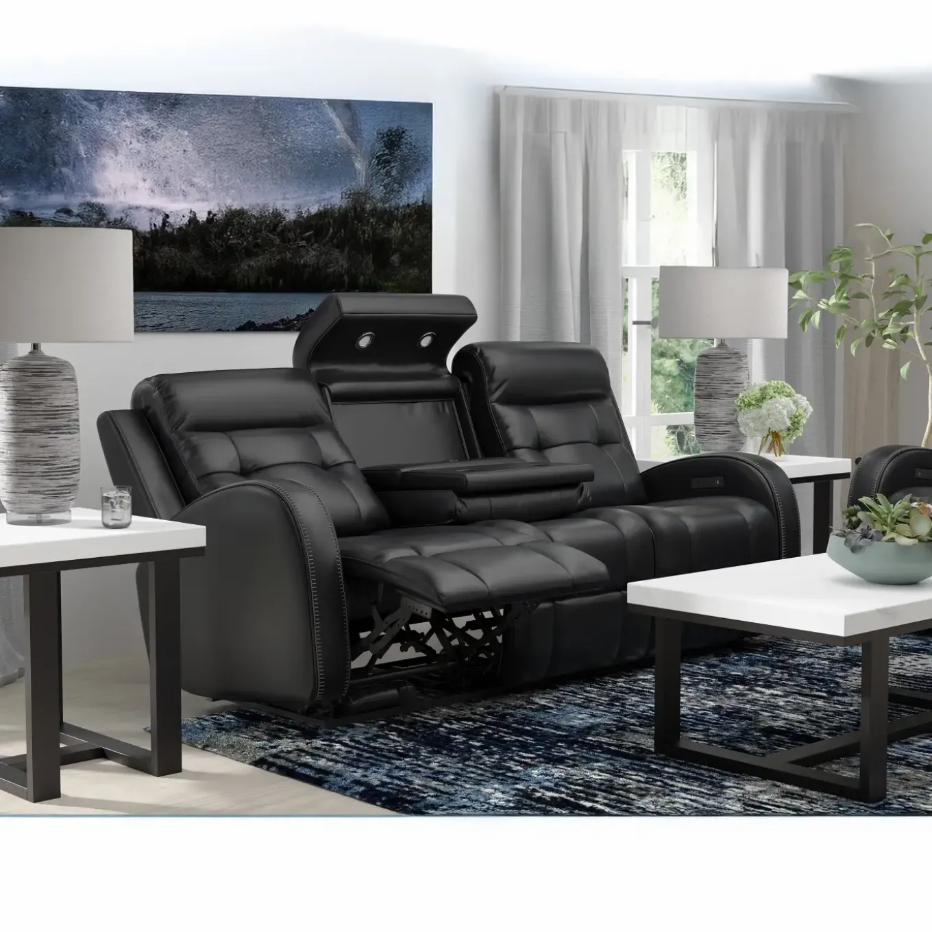 Cosmo Black Reclining Living Room Set