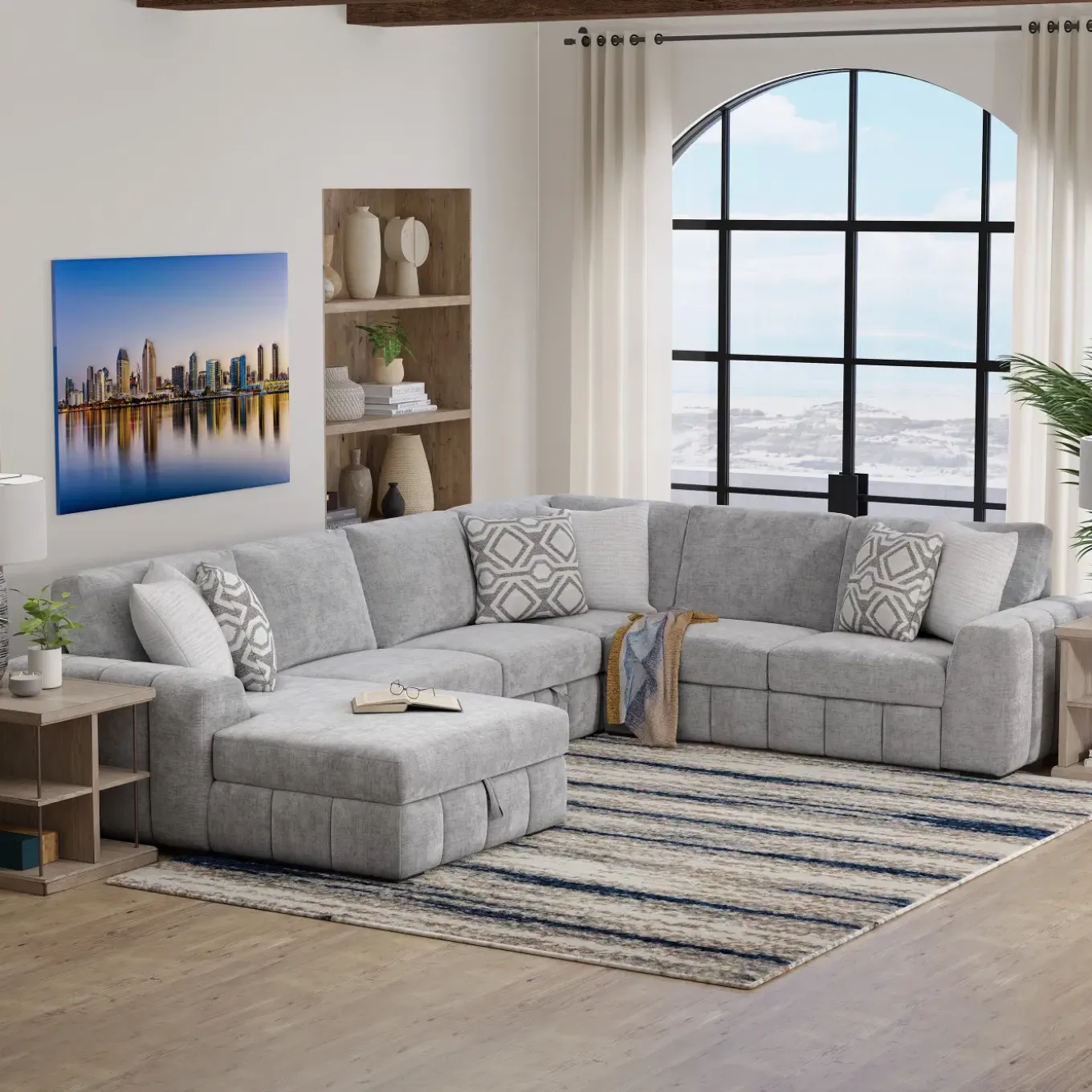 Dreamscape 4pc Sleeper Sectional with LAF Storage Chaise