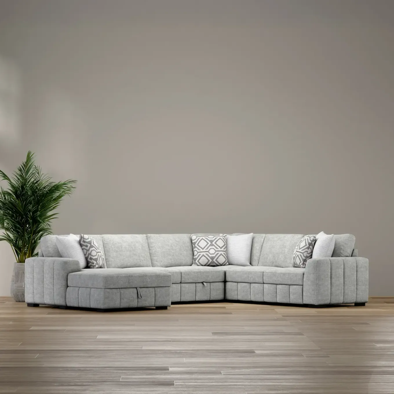 Dreamscape 4pc Sleeper Sectional with LAF Storage Chaise