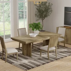 Durian Extendable Trestle Dining Table & 4 Side Chairs