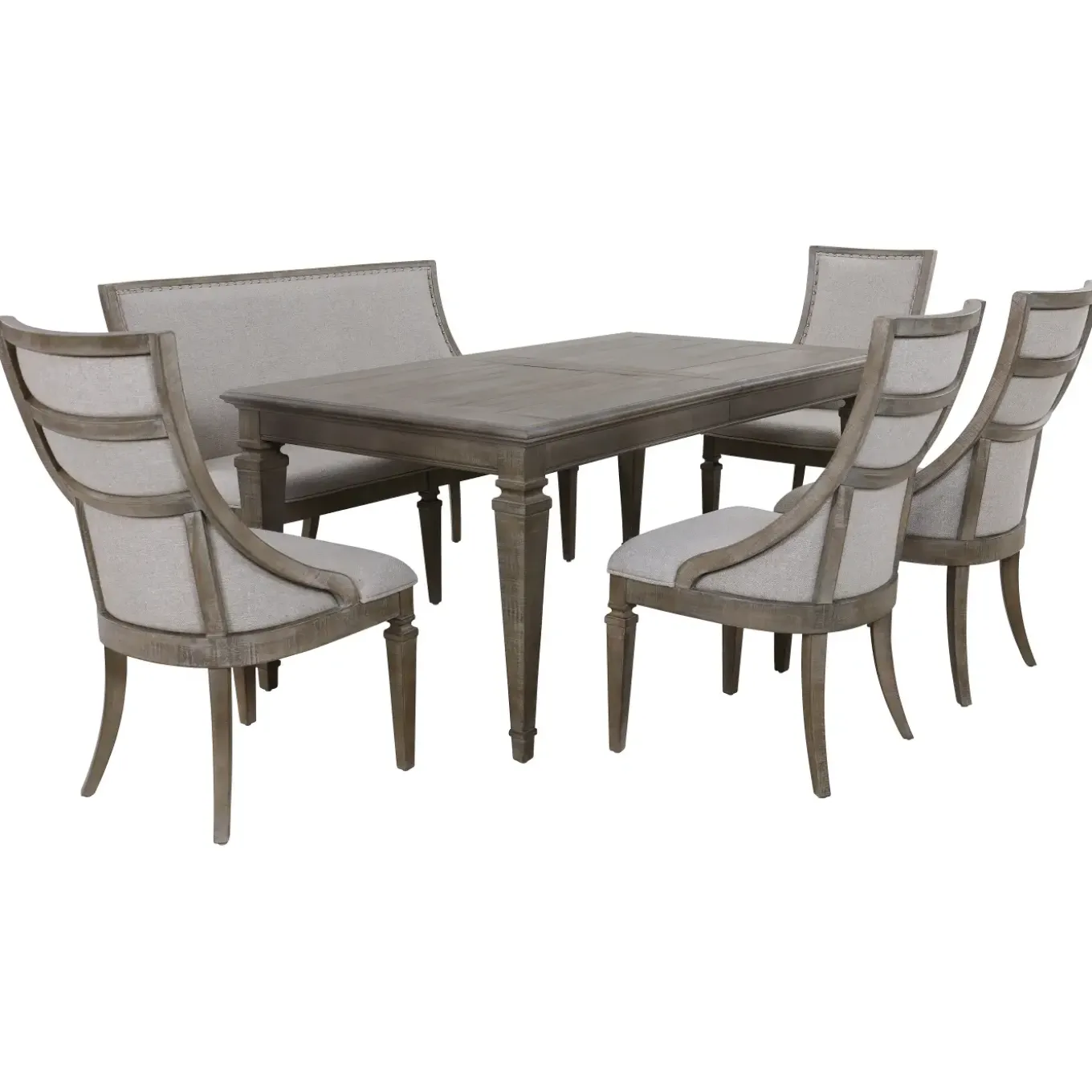 East Bay Extendable Table, 4 Arm Chairs & Bench With Back