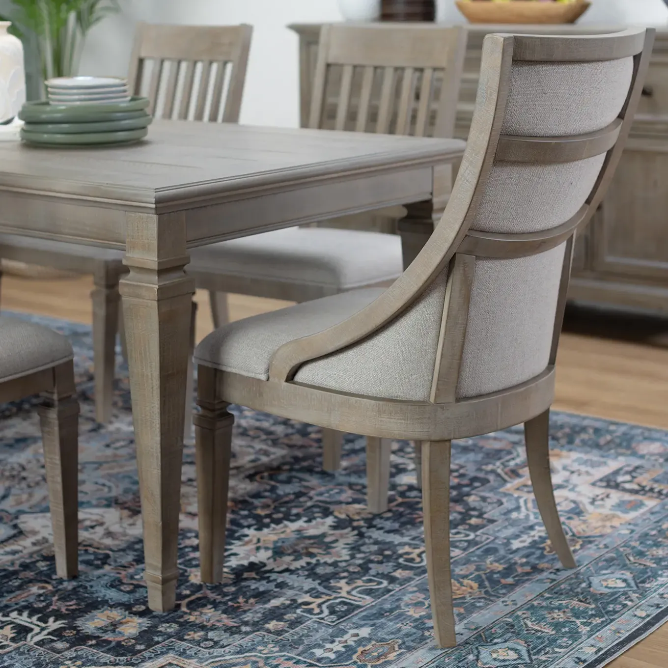 East Bay Extendable Table, 4 Arm Chairs & Bench With Back