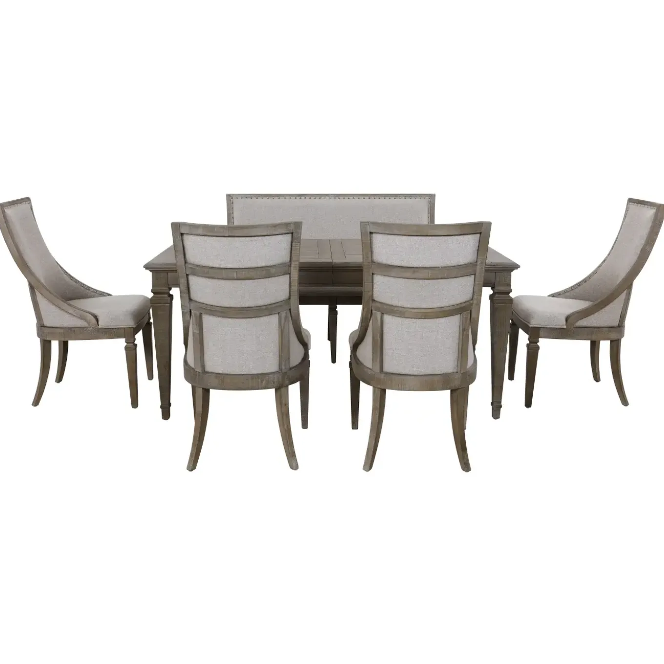 East Bay Extendable Table, 4 Arm Chairs & Bench With Back
