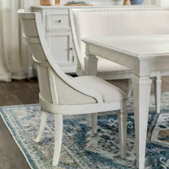 East Bay 6pc Dining Set: Extendable Dining Table, 4 Arm Chairs & Bench