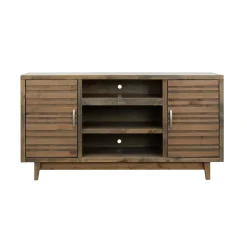 Everett 66 Inch Crystal Only Fireplace Console with 2 Piers