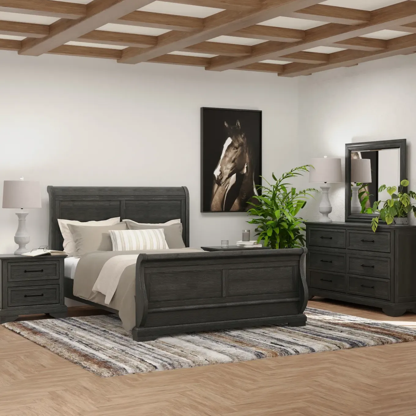 Fallston King Bed, Dresser, Mirror, Nightstand