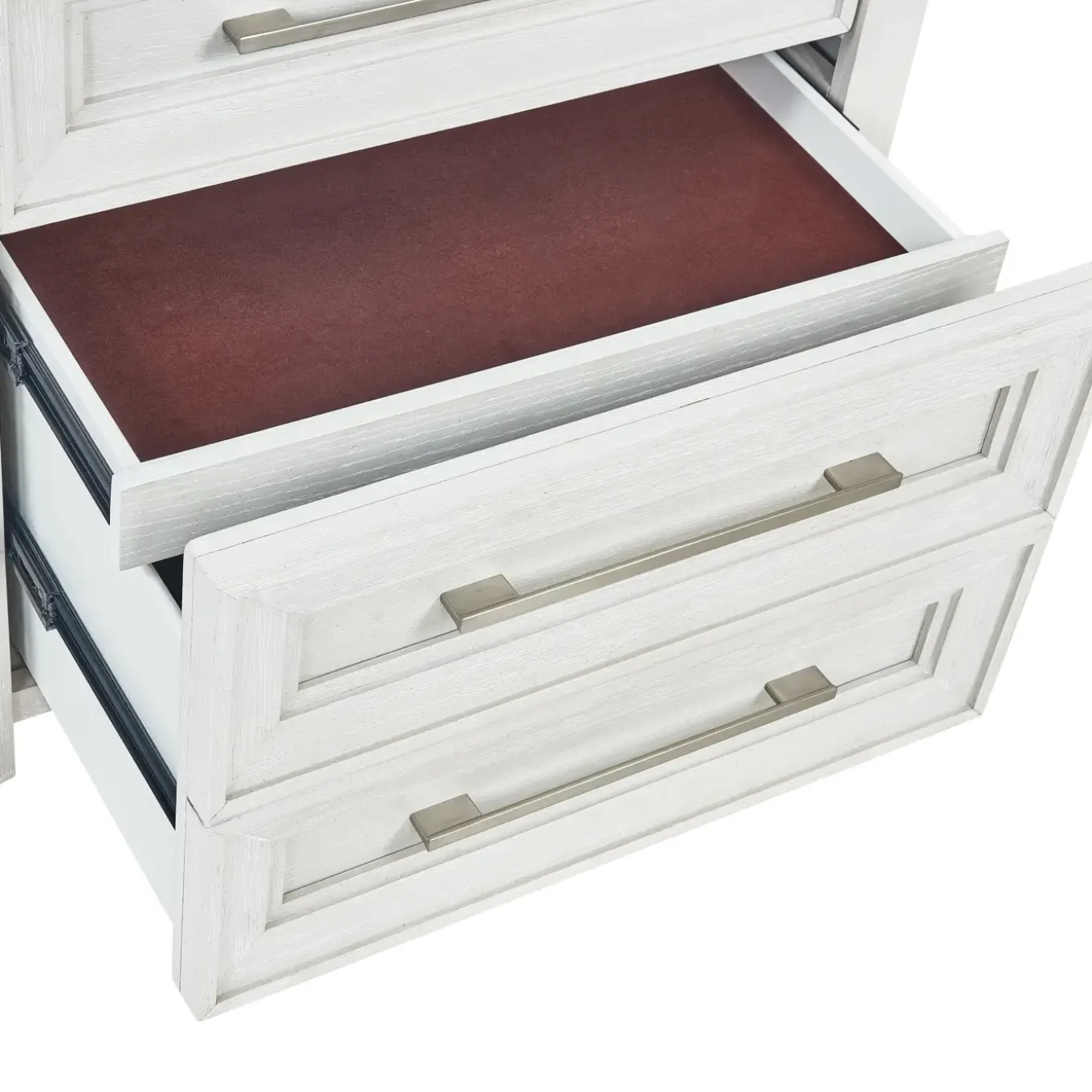 Laurel California King Bench Storage Bed, Dresser, Mirror & Nightstand