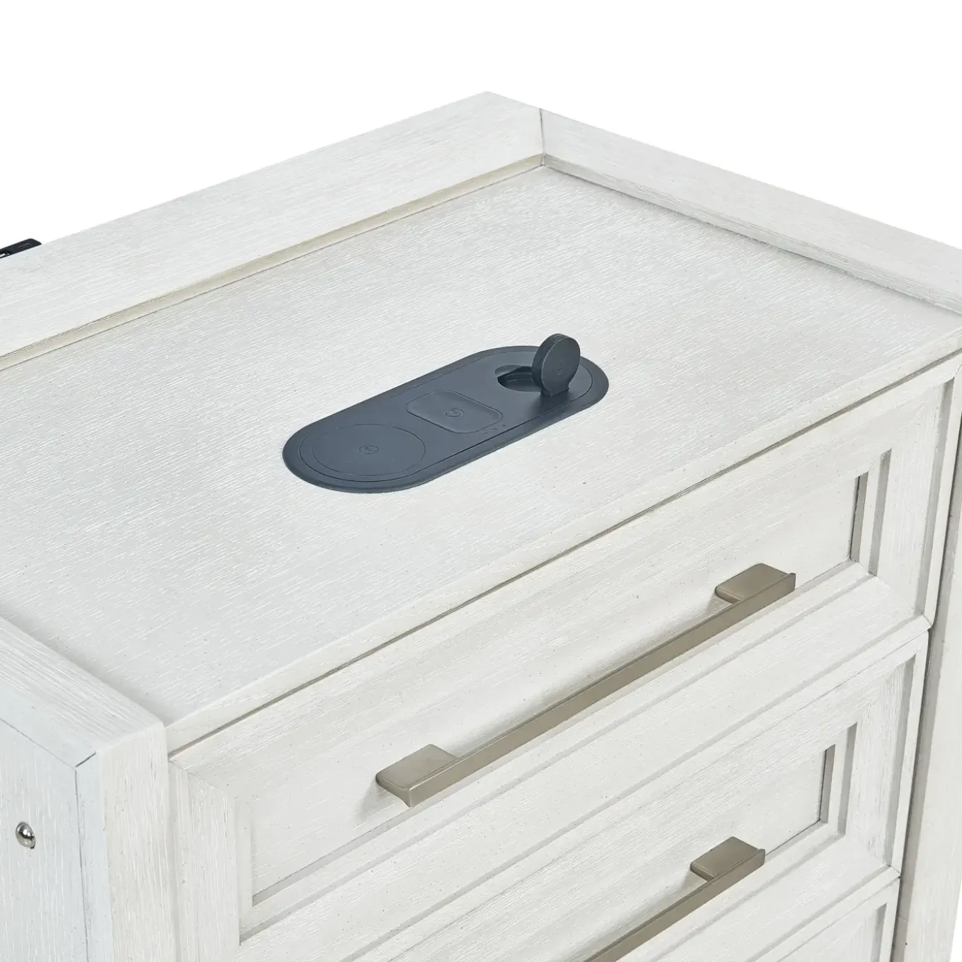 Laurel California King Bench Storage Bed, Dresser, Mirror & Nightstand