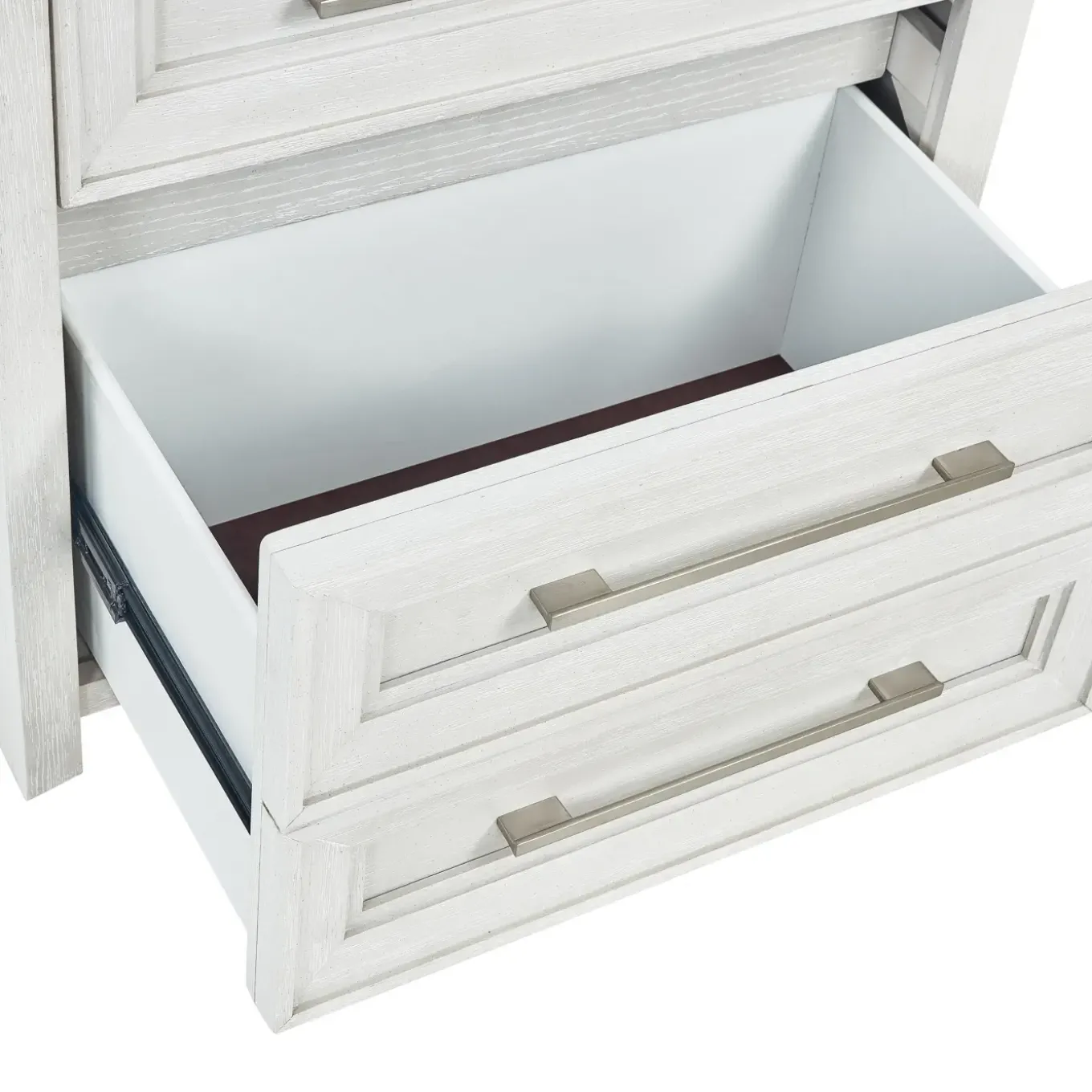 Laurel California King Bench Storage Bed, Dresser, Mirror & Nightstand