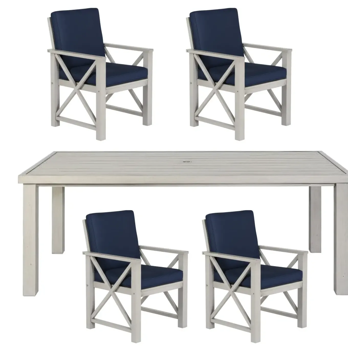 Melbourne 5pc Outdoor Dining Set: Table & 4 Solid Chairs
