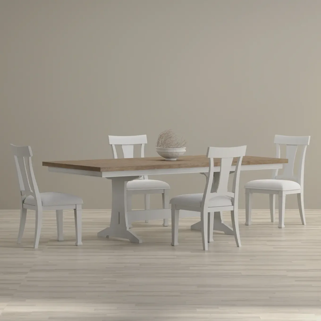 Newport 5pc Dining Set: Trestle Dining Table & 4 Side Chairs