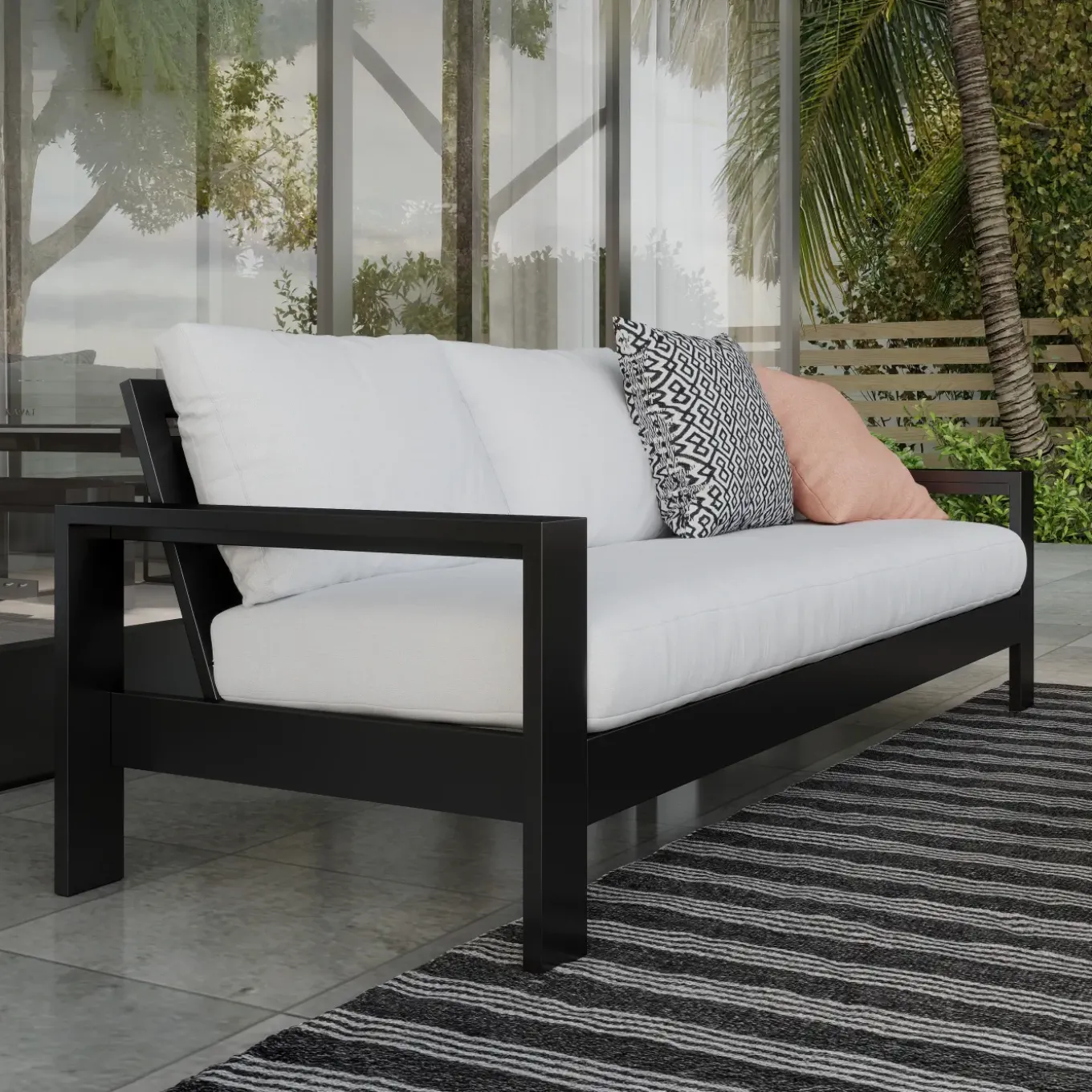 Queensland 3pc Outdoor Seating Set: Sofa & 2 Rocker Lounge Chairs