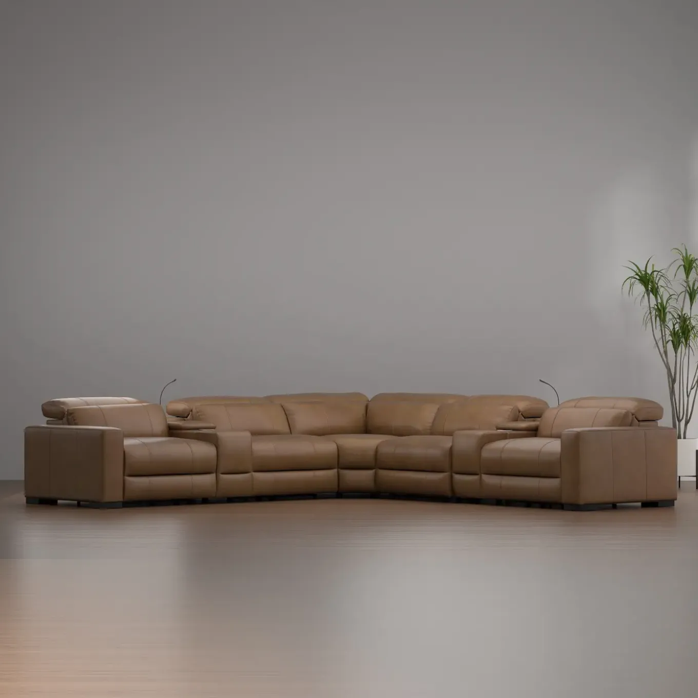 Radiance 7pc Power Leather Sectional