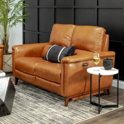 Remy Leather Power Reclining Loveseat with Power Headrests