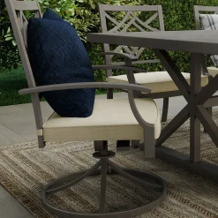 Saint Lucia Outdoor Dining Set-New! 7pc Dining Set: Table, 4 Armchairs & 2 Swivel Armchairs