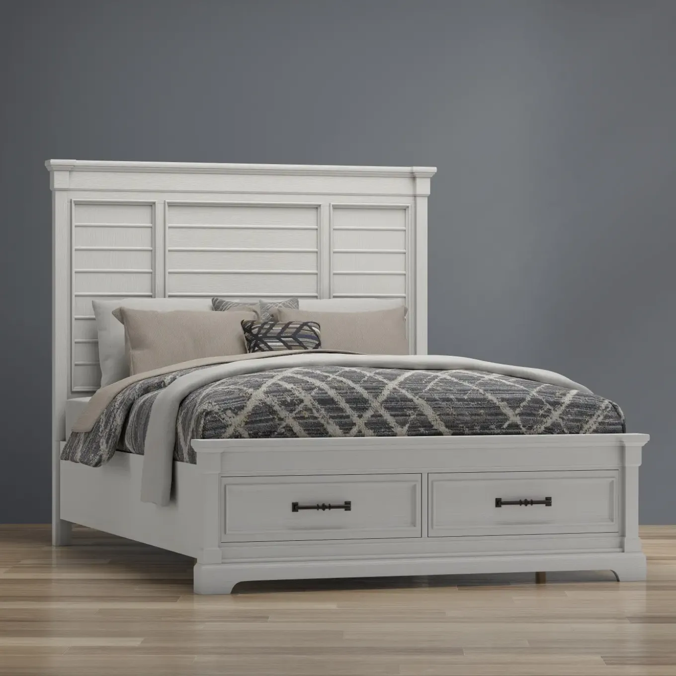 Sheridan King Storage Bed, Dresser, Mirror, Nightstand