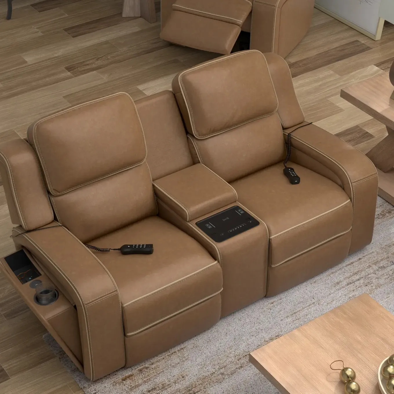 Soundwave Living Room Set Immersive Power Leather Reclining Sofa & Loveseat