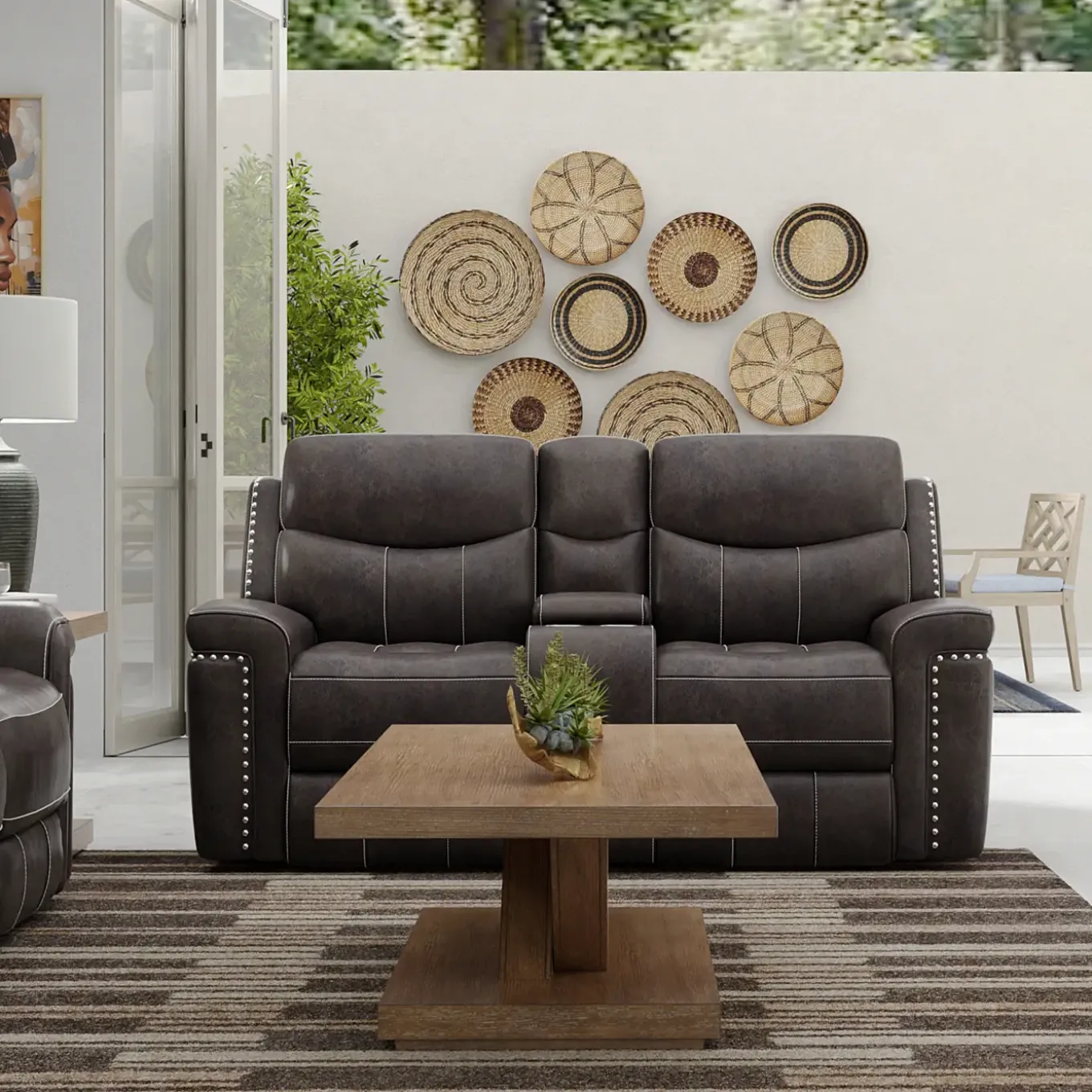 Triplex Power Reclining Living Room Set-Gray