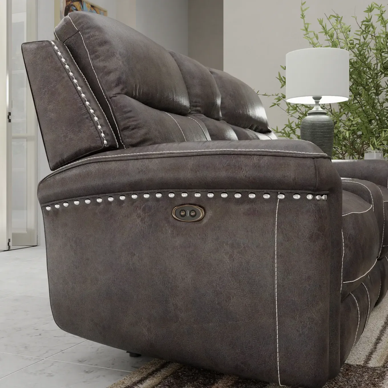 Triplex Power Reclining Living Room Set-Gray